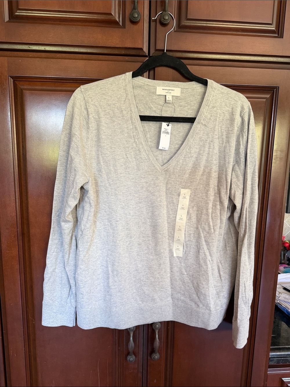 Banana Republic Light Gray V-Neck Sweater
